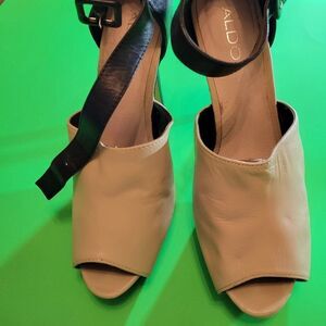 ALDO WOMEN'S LEATHER OPEN TOE ANKLE STRAP SANDAL